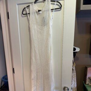NWT Lulus White Crochet Sleeveless Maxi Dress